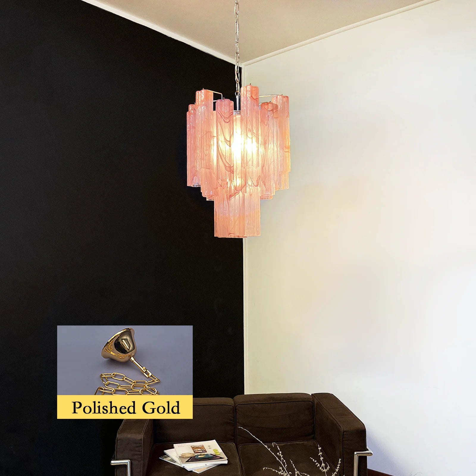 Red Murano Glass Tube Chandelier - Nuvé