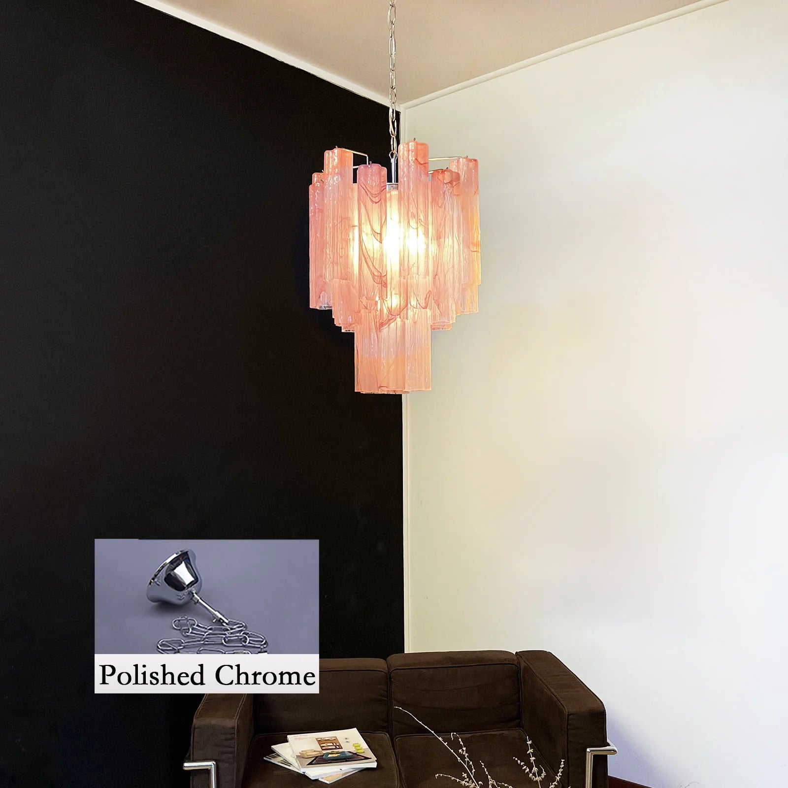 Red Murano Glass Tube Chandelier - Nuvé