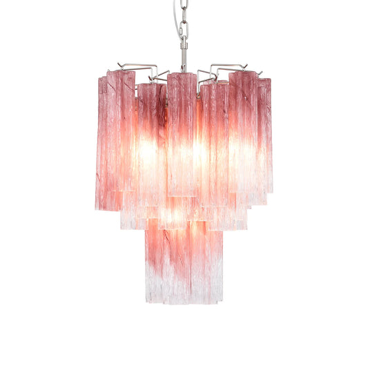 Gradient Red Murano Glass Tube Chandelier - Nuvé