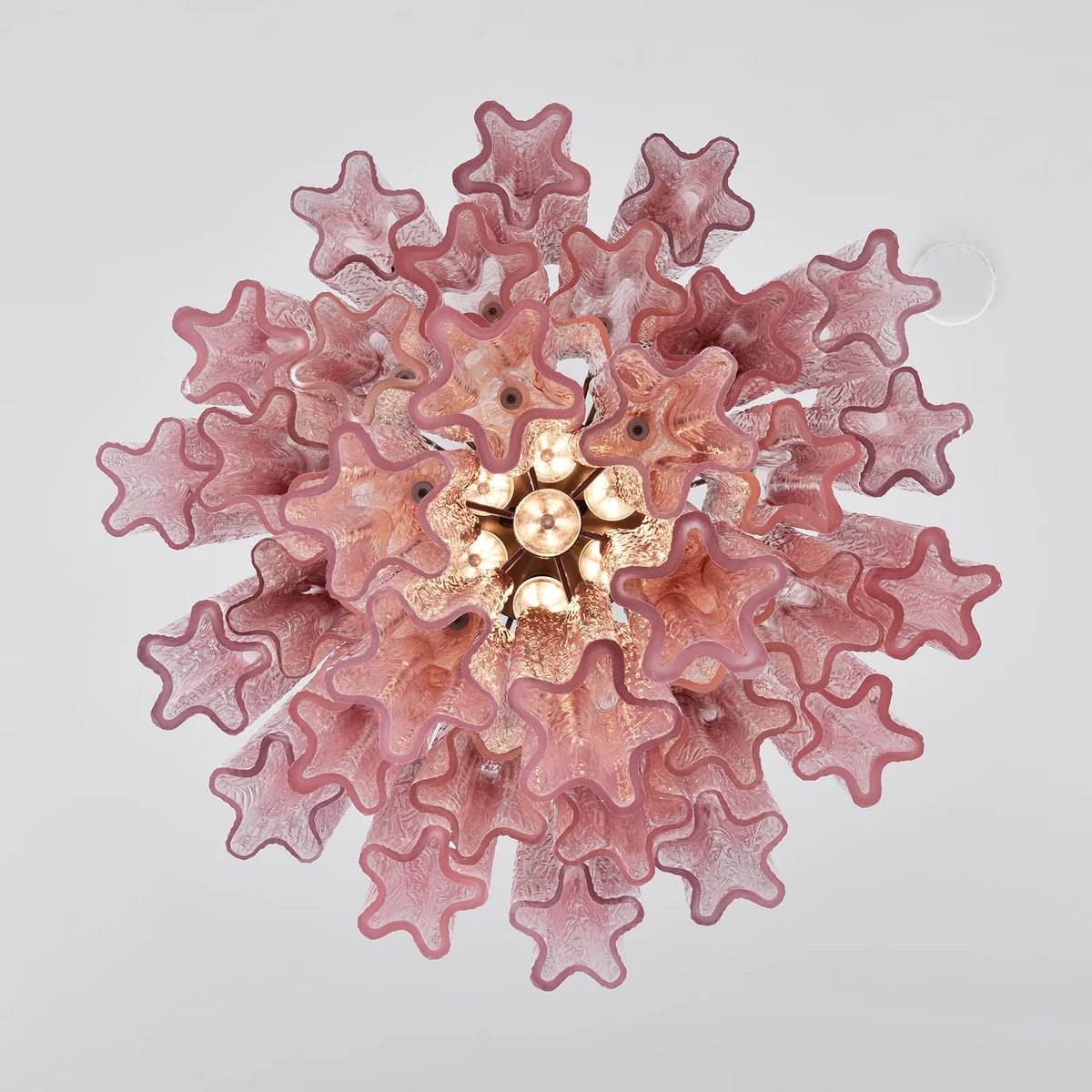 Cerise Pink Ombré Fluted Glass Chandelier