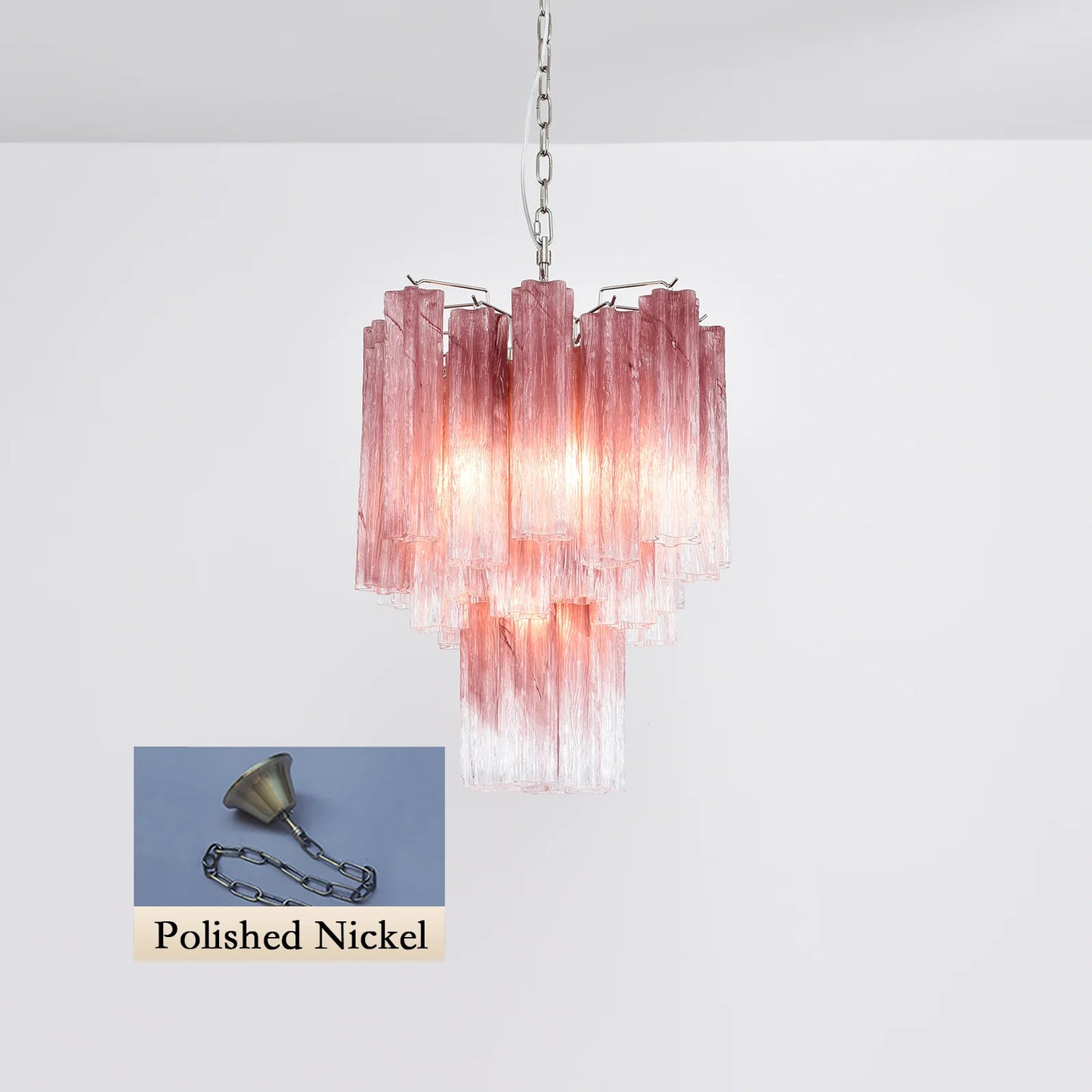 Gradient Red Murano Glass Tube Chandelier - Nuvé