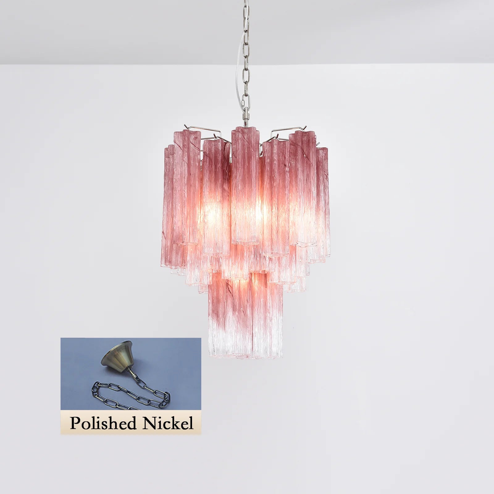Gradient Red Murano Glass Tube Chandelier - Nuvé
