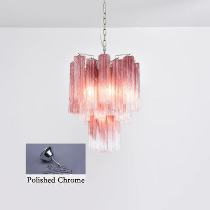 Gradient Red Murano Glass Tube Chandelier - Nuvé