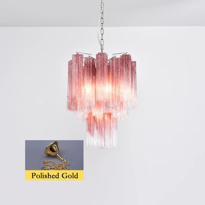 Gradient Red Murano Glass Tube Chandelier - Nuvé