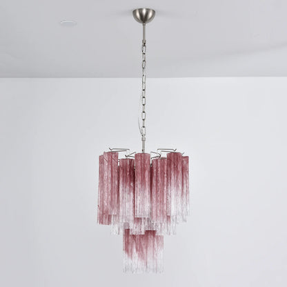 Cerise Pink Ombré Fluted Glass Chandelier