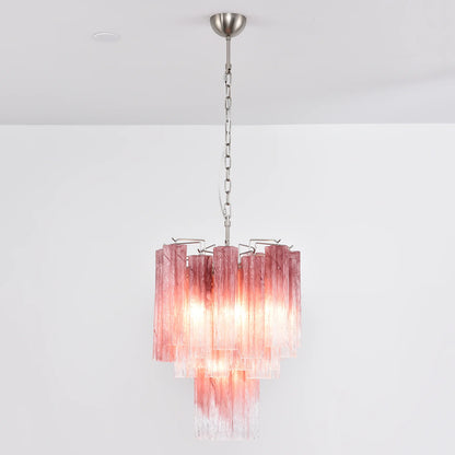 Cerise Pink Ombré Fluted Glass Chandelier