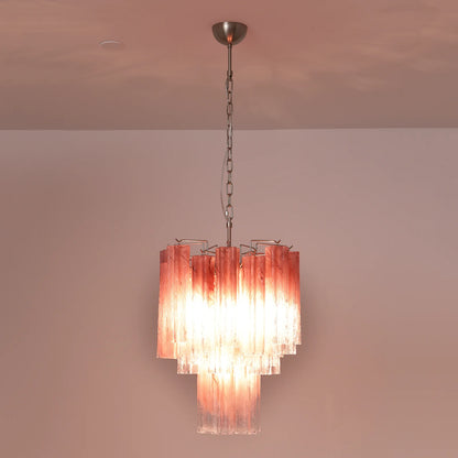 Gradient Red Murano Glass Tube Chandelier - Nuvé