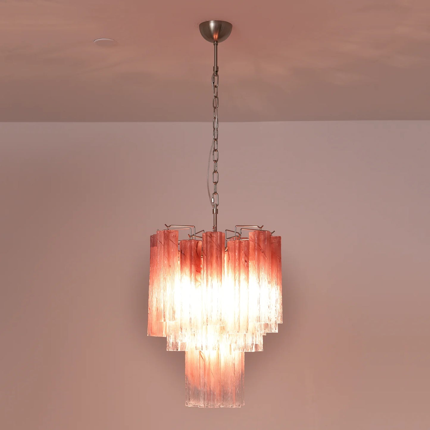 Gradient Red Murano Glass Tube Chandelier