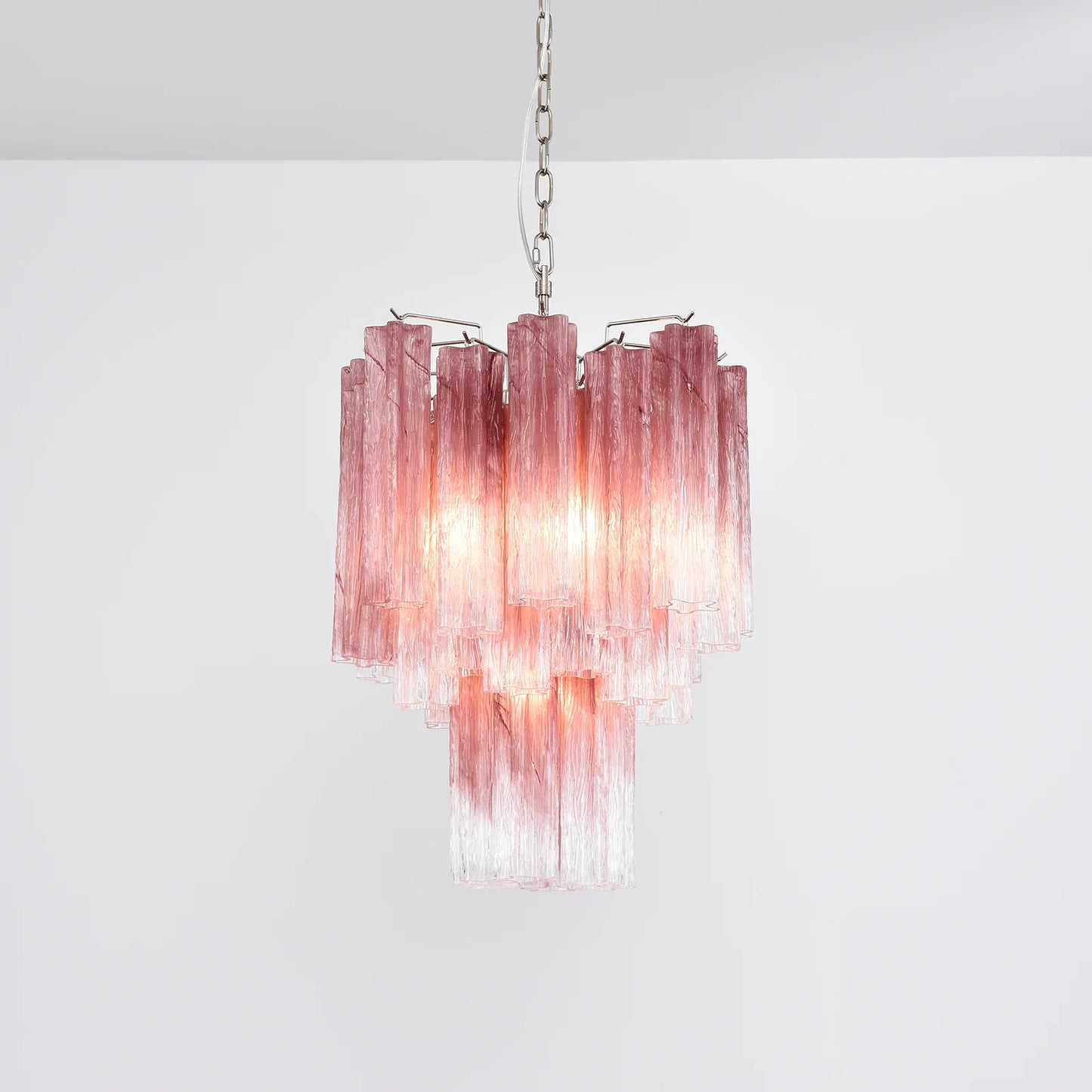 Gradient Red Murano Glass Tube Chandelier - Nuvé