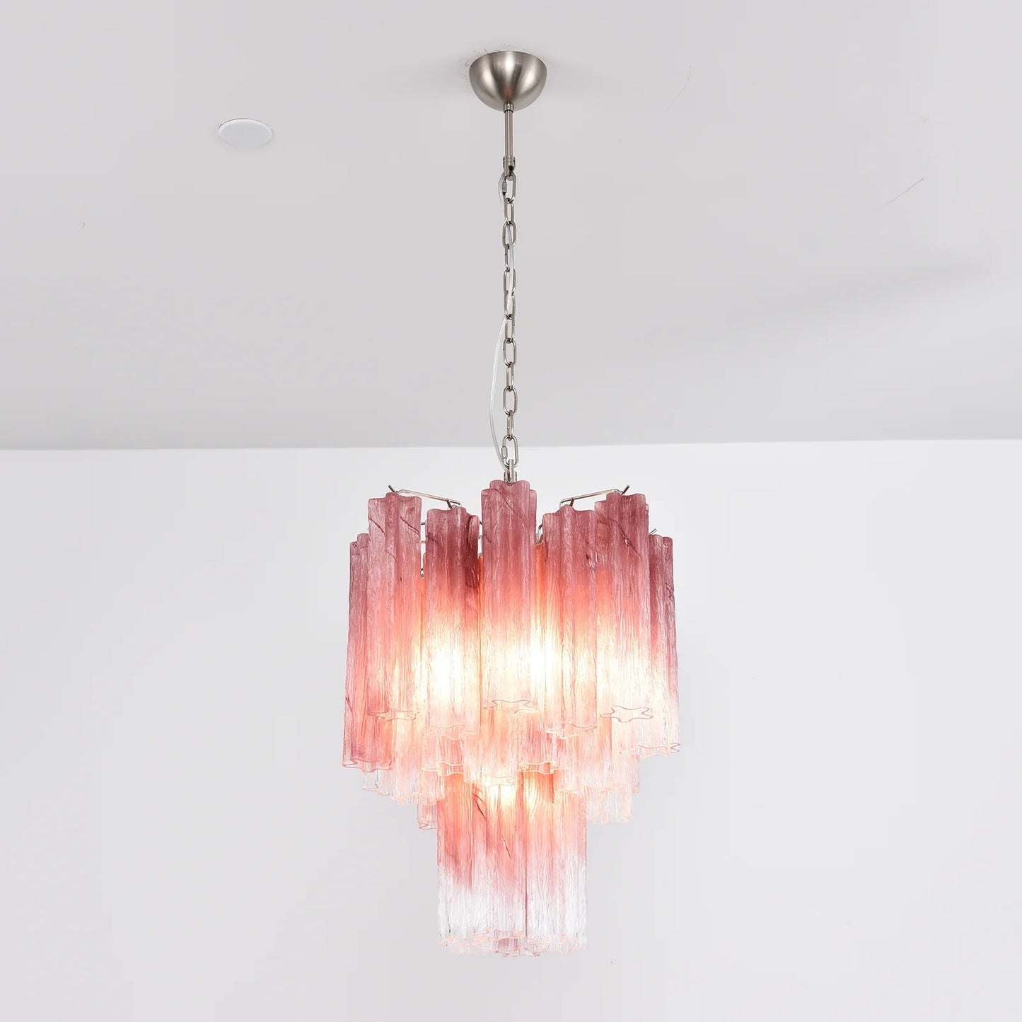 Gradient Red Murano Glass Tube Chandelier - Nuvé