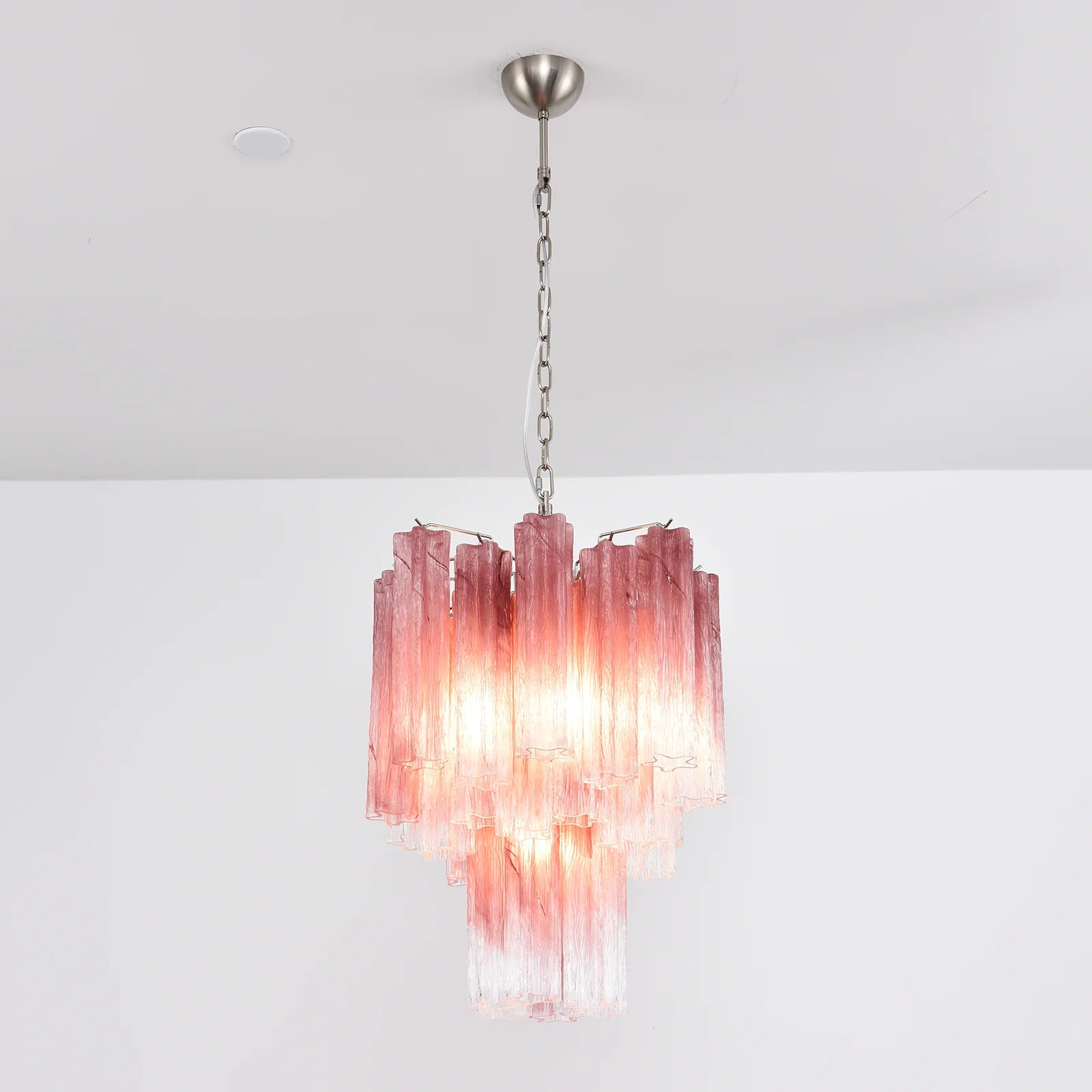 Gradient Red Murano Glass Tube Chandelier - Nuvé