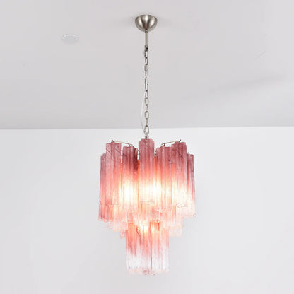 Gradient Red Murano Glass Tube Chandelier - Nuvé