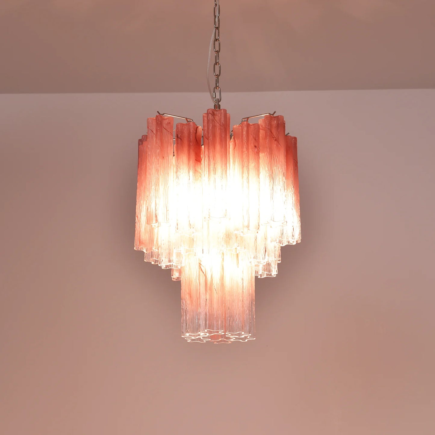 Gradient Red Murano Glass Tube Chandelier - Nuvé