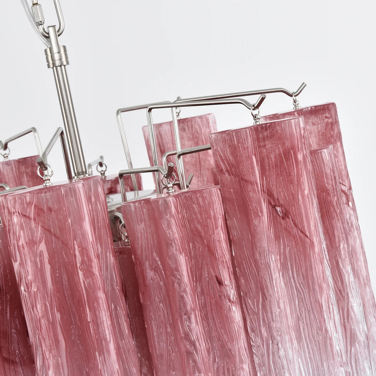 Cerise Pink Ombré Fluted Glass Chandelier