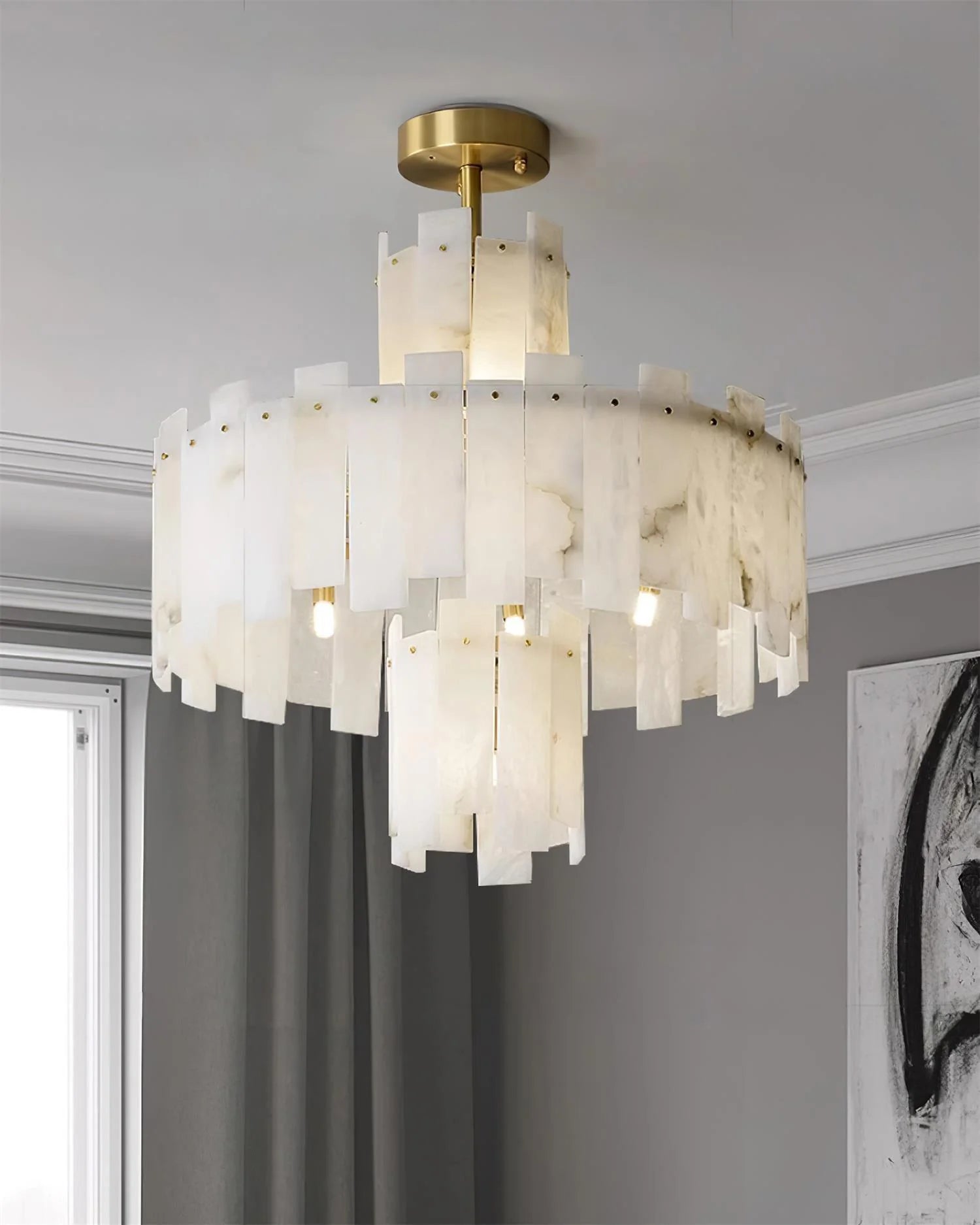 Regina White Alabaster Chandelier - Nuvé