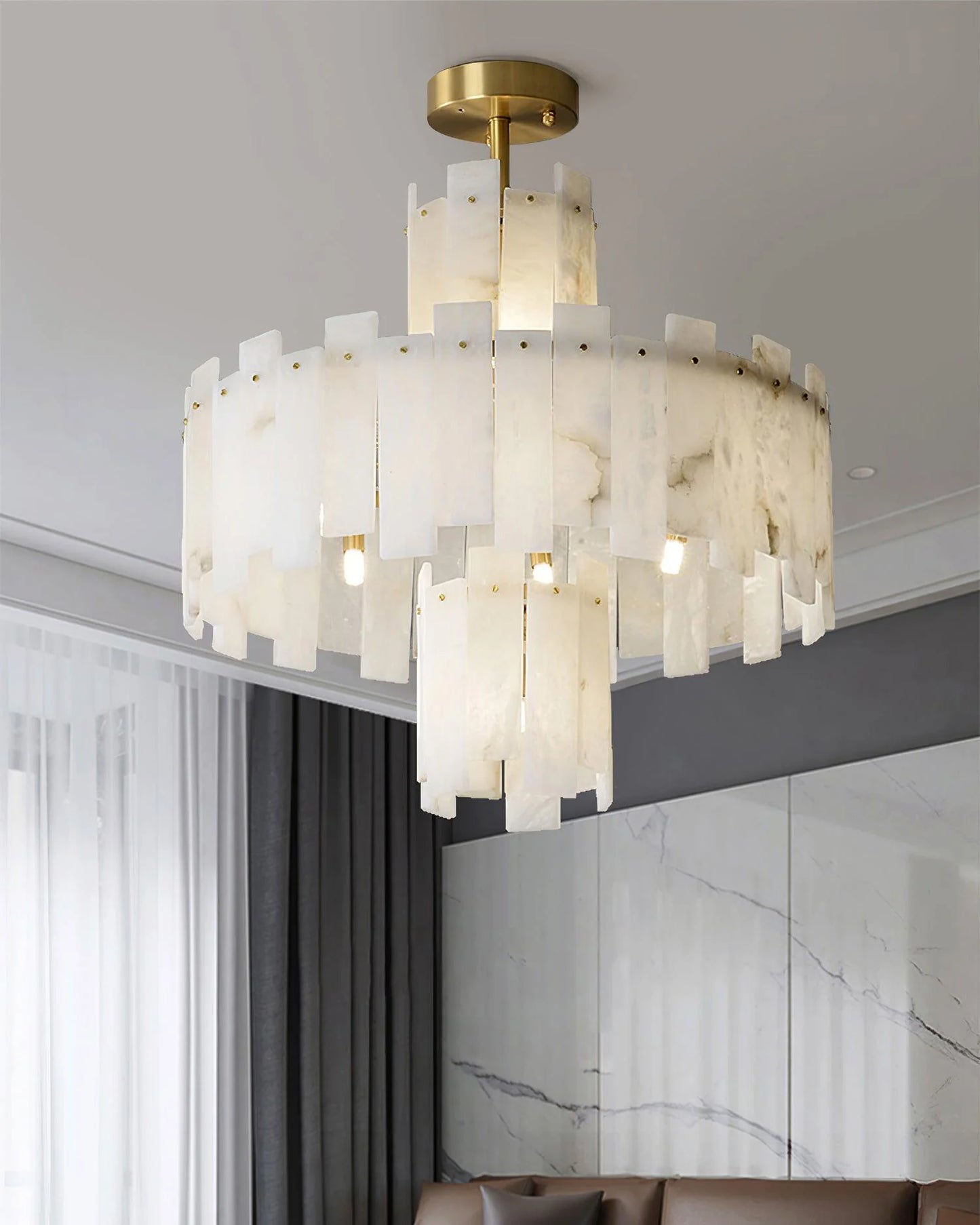 Regina White Alabaster Chandelier - Nuvé