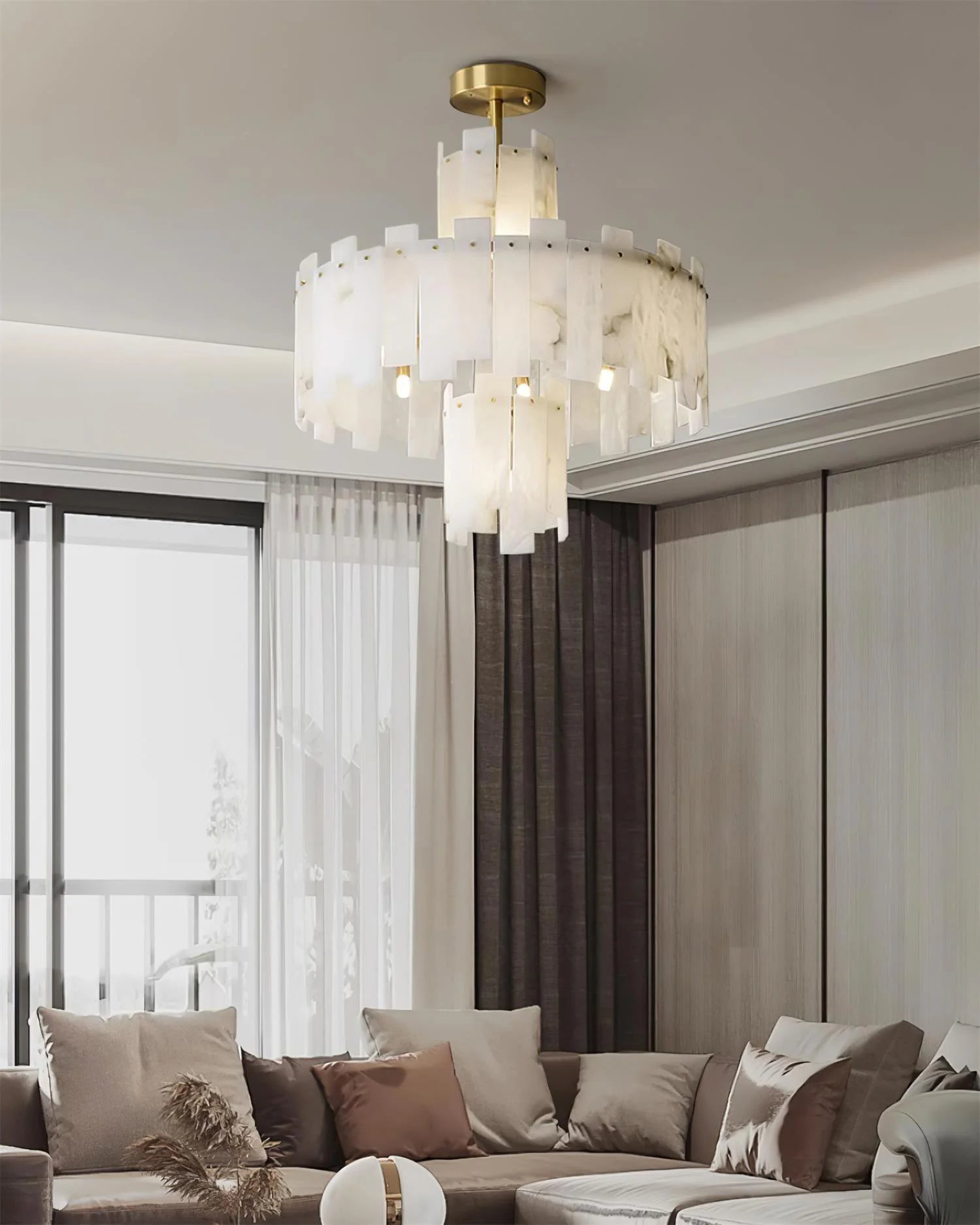Regina White Alabaster Chandelier - Nuvé