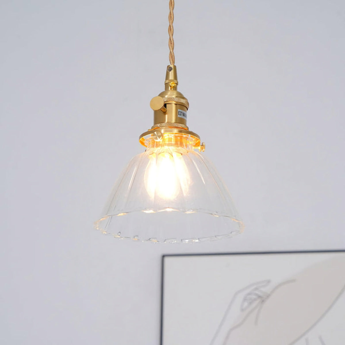 Retro Ribbed Glass Pendant Light