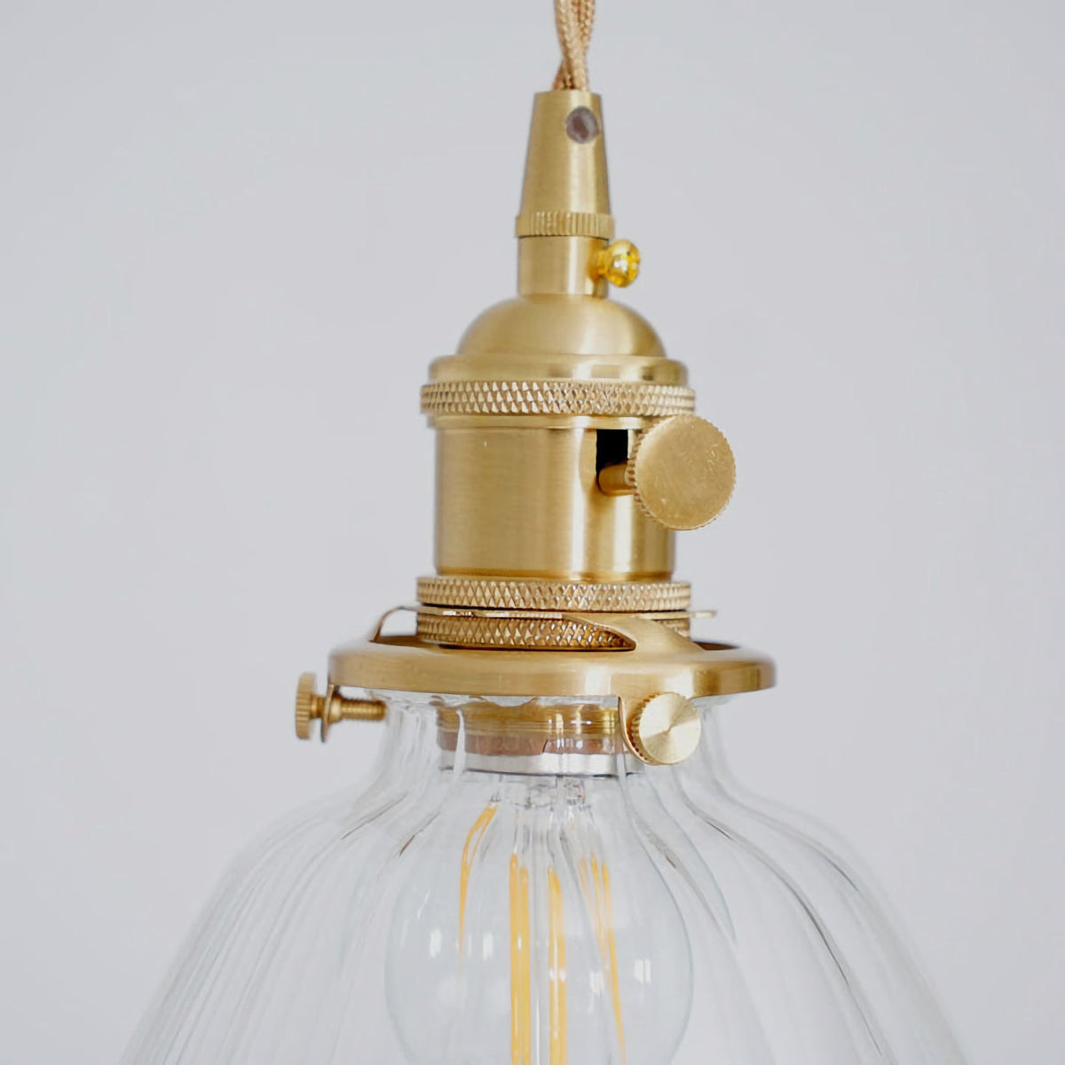 Retro Ribbed Glass Pendant Light