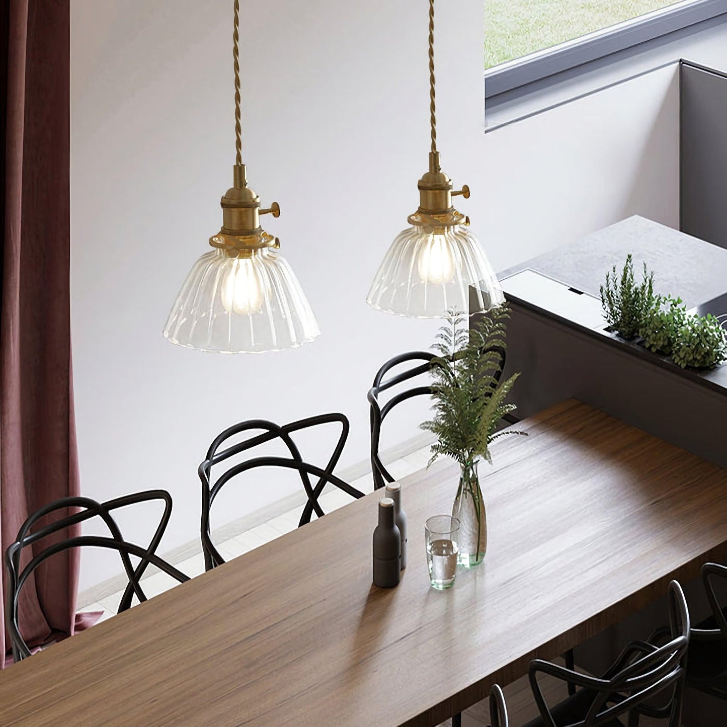Retro Ribbed Glass Pendant Light - Nuvé