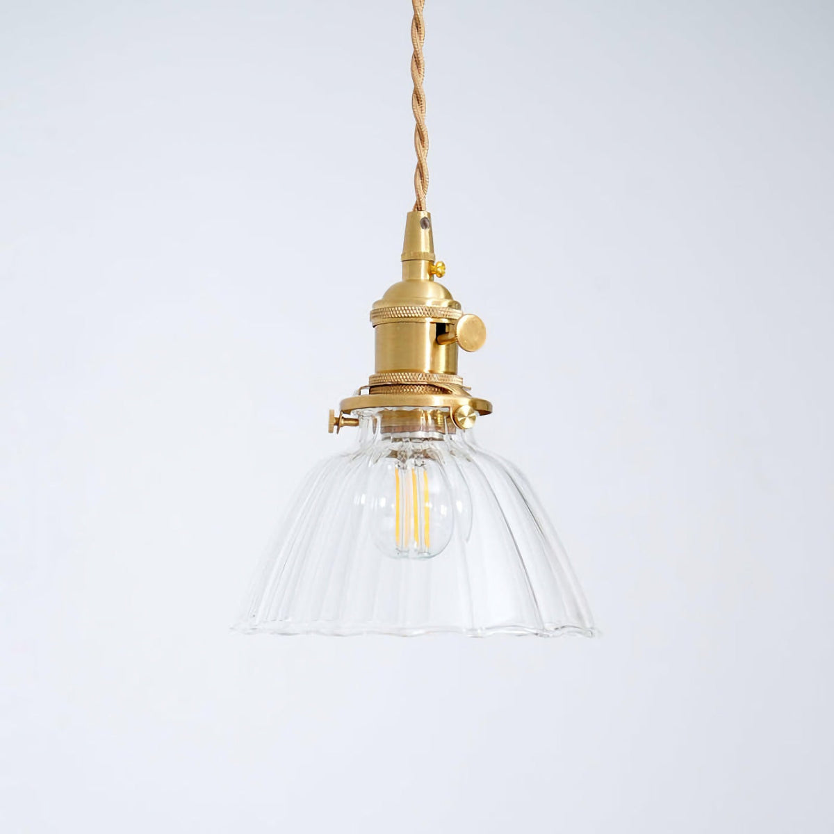 Retro Ribbed Glass Pendant Light