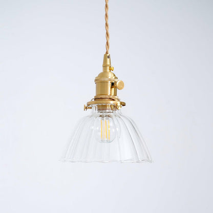 Retro Ribbed Glass Pendant Light