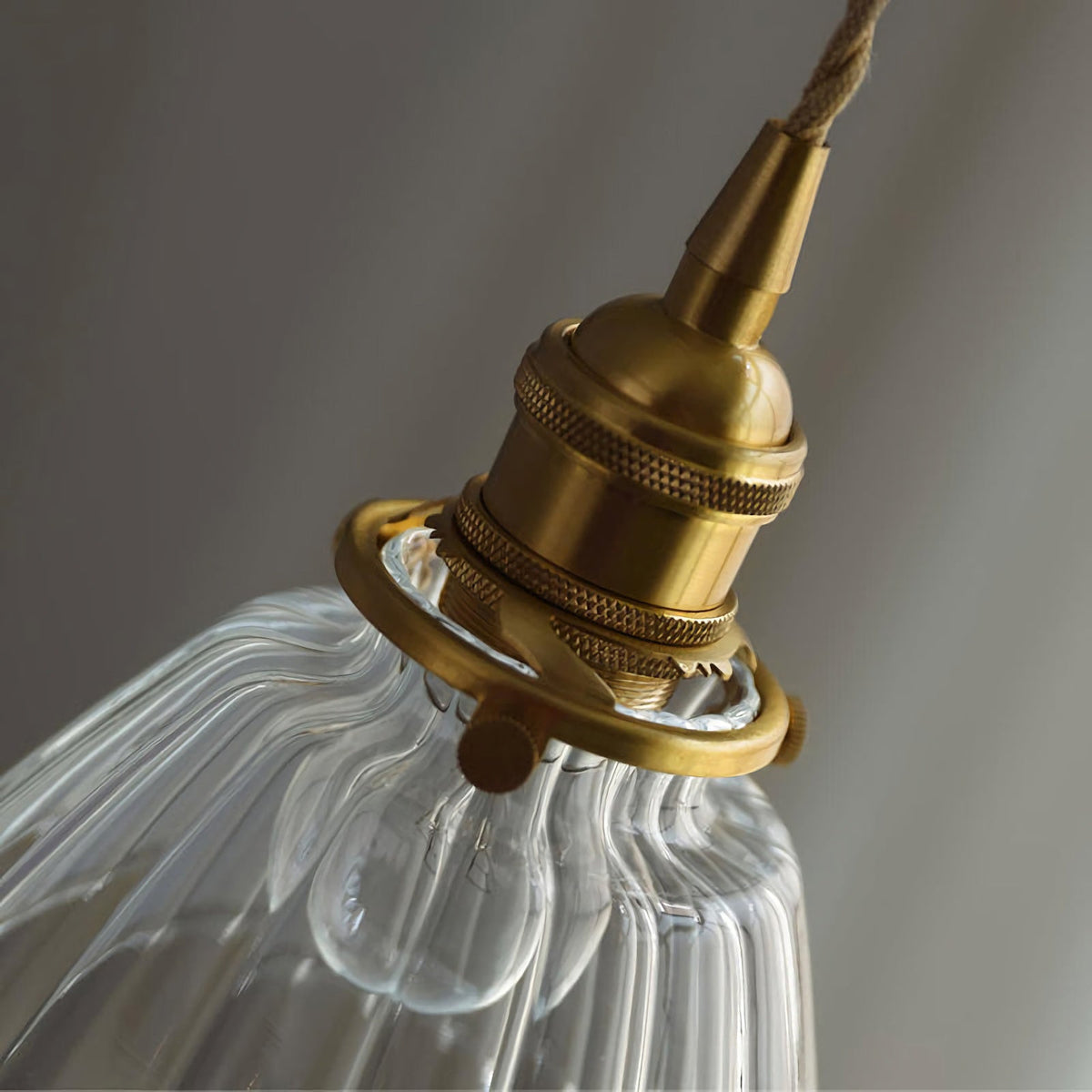 Retro Ribbed Glass Pendant Light