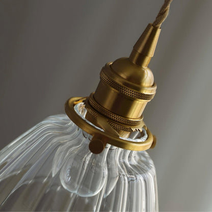 Retro Ribbed Glass Pendant Light