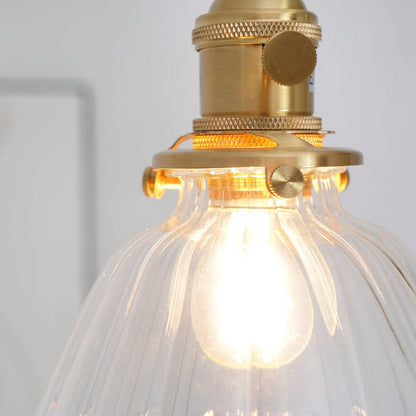 Retro Ribbed Glass Pendant Light