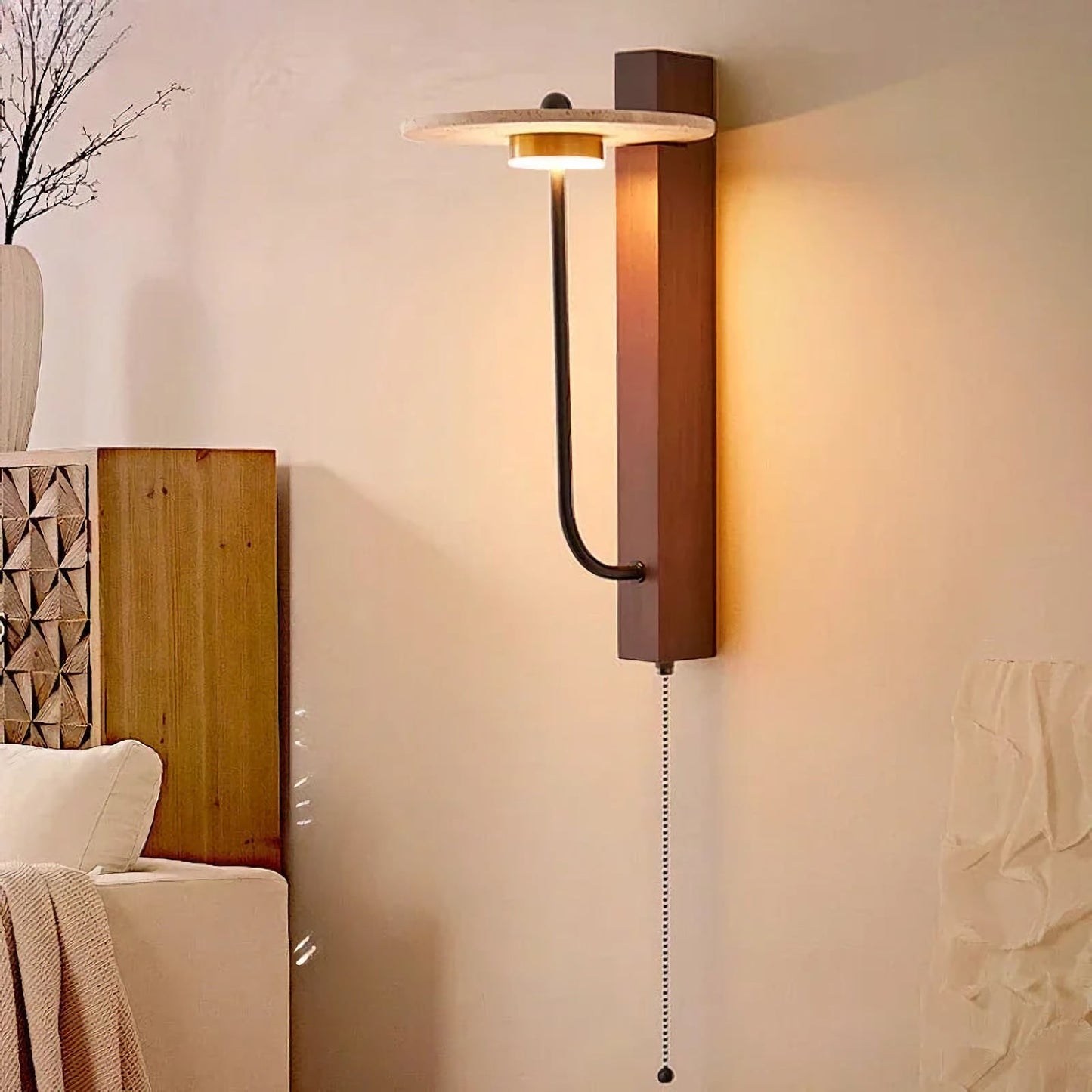 French Yellow Travertine Wall Lamp - Nuvé