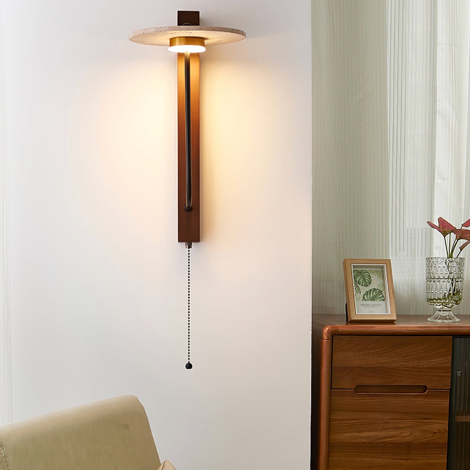 French Yellow Travertine Wall Lamp - Nuvé