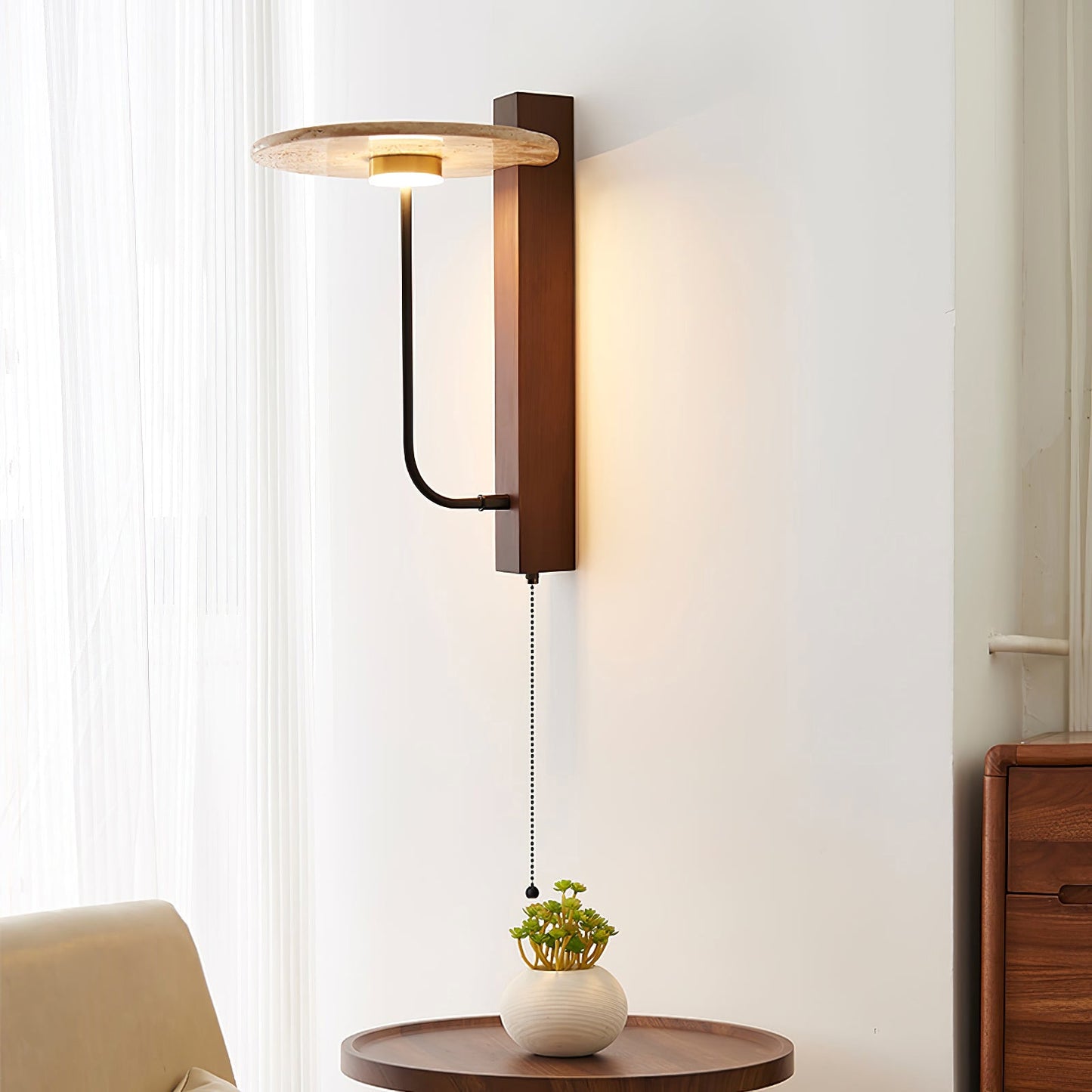 French Yellow Travertine Wall Lamp - Nuvé
