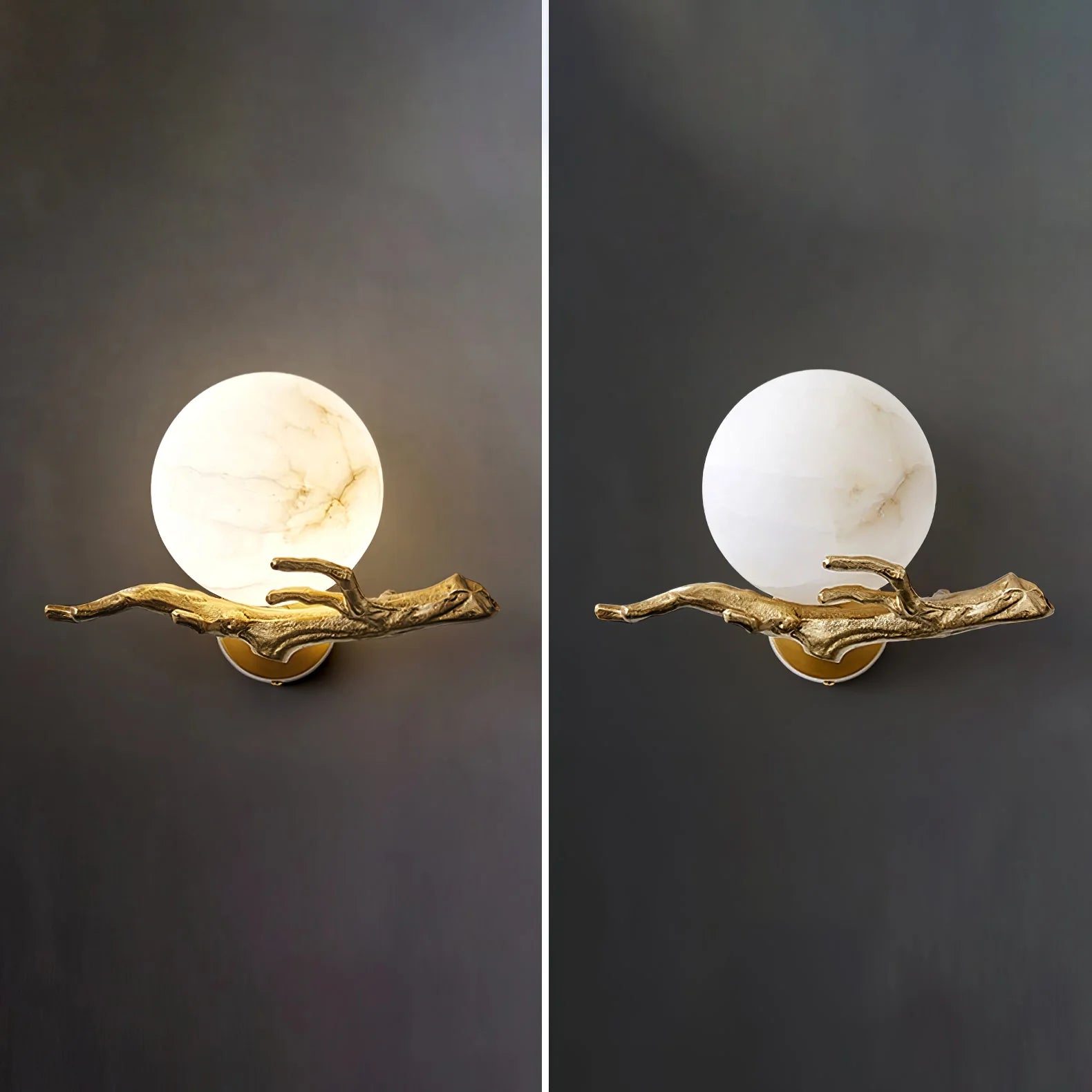Retro Twigs Round Alabaster Wall Lamp - Nuvé