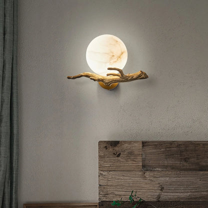 Retro Twigs Round Alabaster Wall Lamp - Nuvé