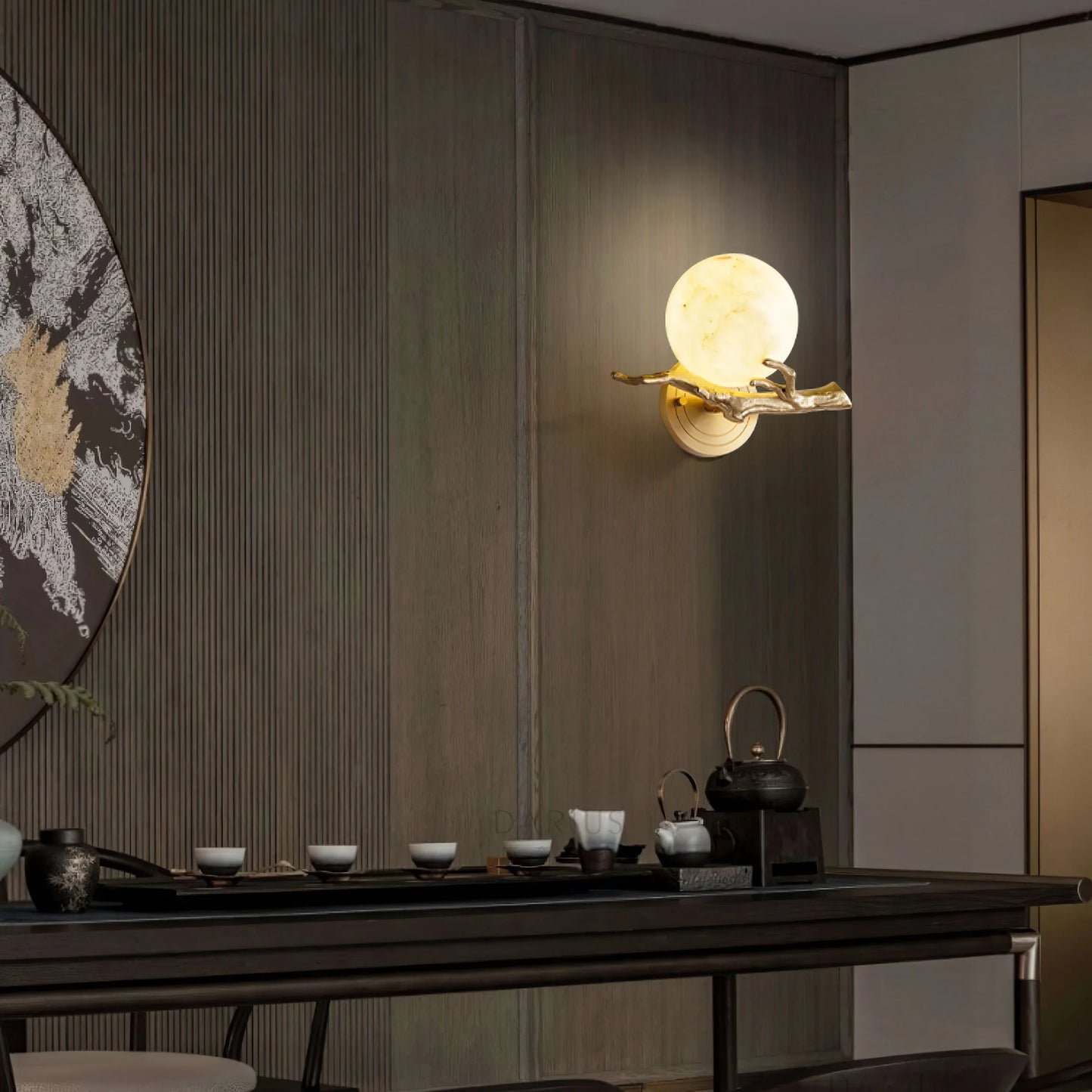 Retro Twigs Round Alabaster Wall Lamp - Nuvé
