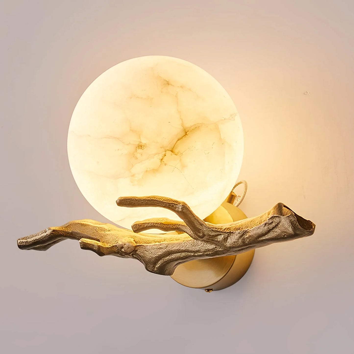 Retro Twigs Round Alabaster Wall Lamp - Nuvé