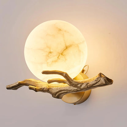 Retro Twigs Round Alabaster Wall Lamp - Nuvé
