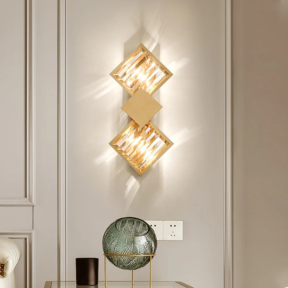Rhombus Gold Crystal Wall Light - Nuvé