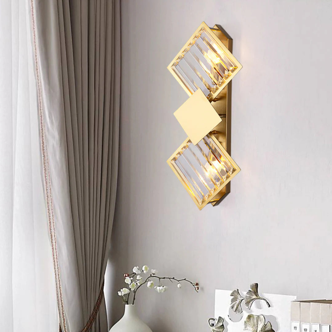 Rhombus Gold Crystal Wall Light - Nuvé