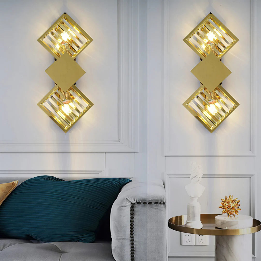 Rhombus Gold Crystal Wall Light - Nuvé