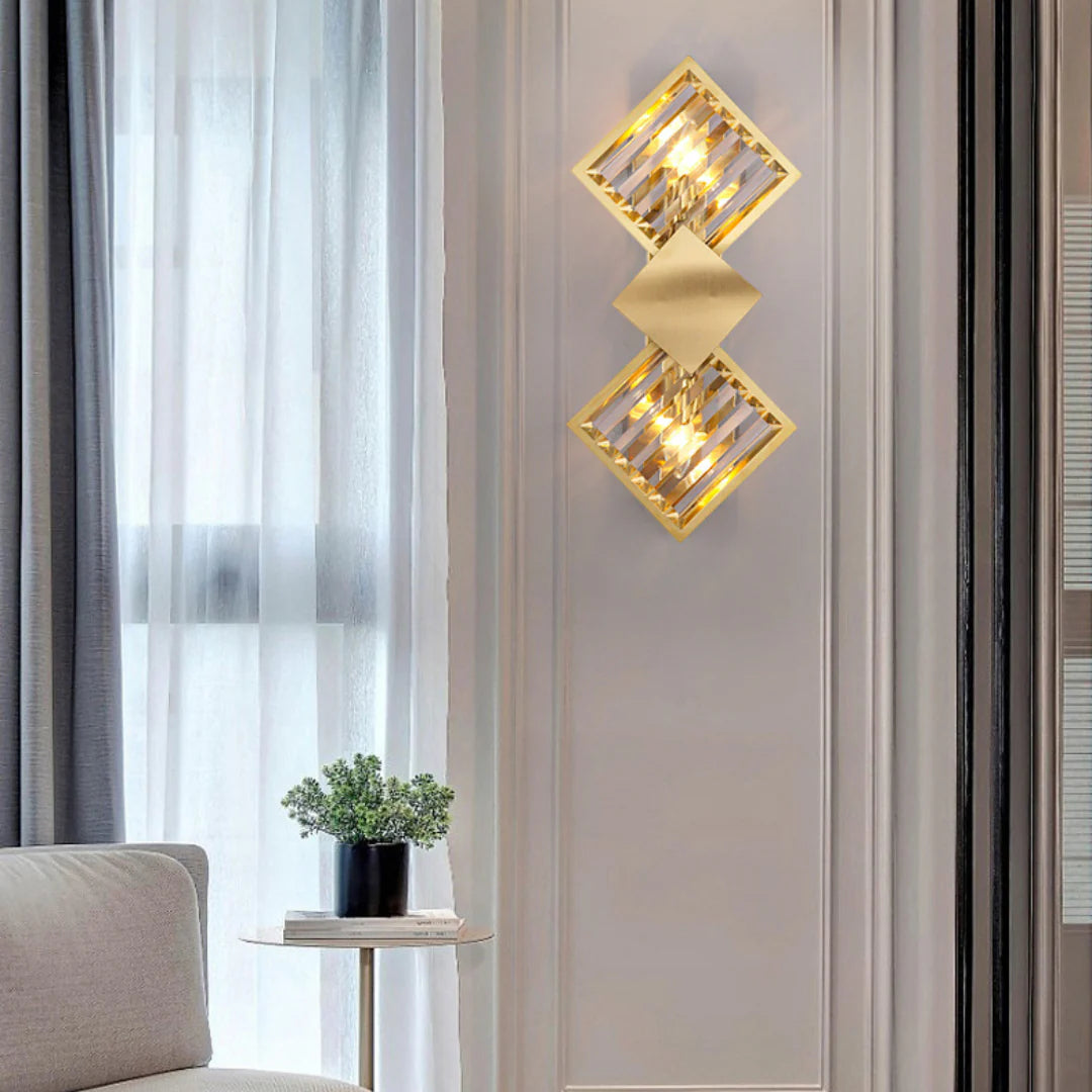 Rhombus Gold Crystal Wall Light - Nuvé