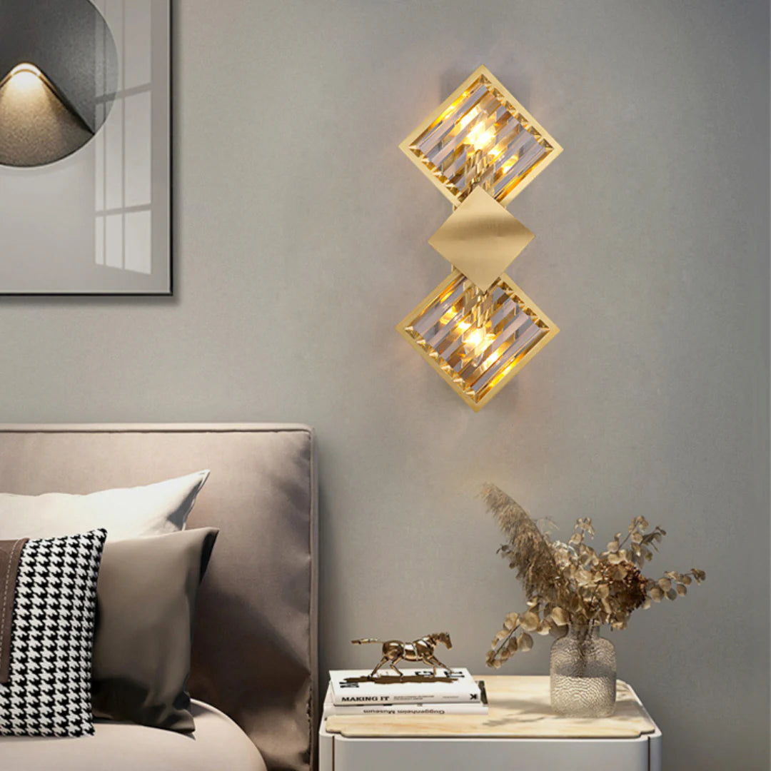 Rhombus Gold Crystal Wall Light - Nuvé