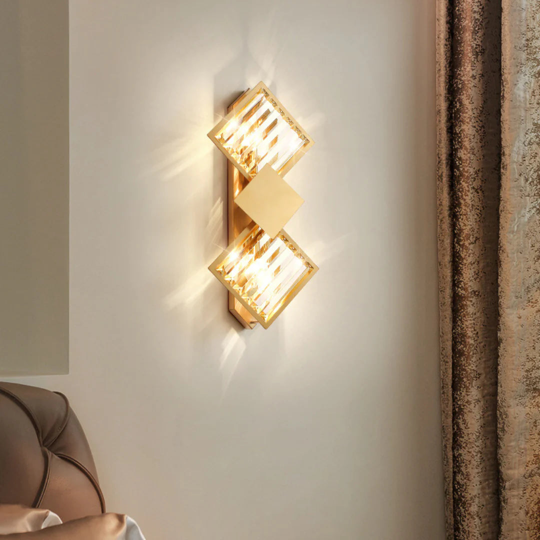 Rhombus Gold Crystal Wall Light - Nuvé