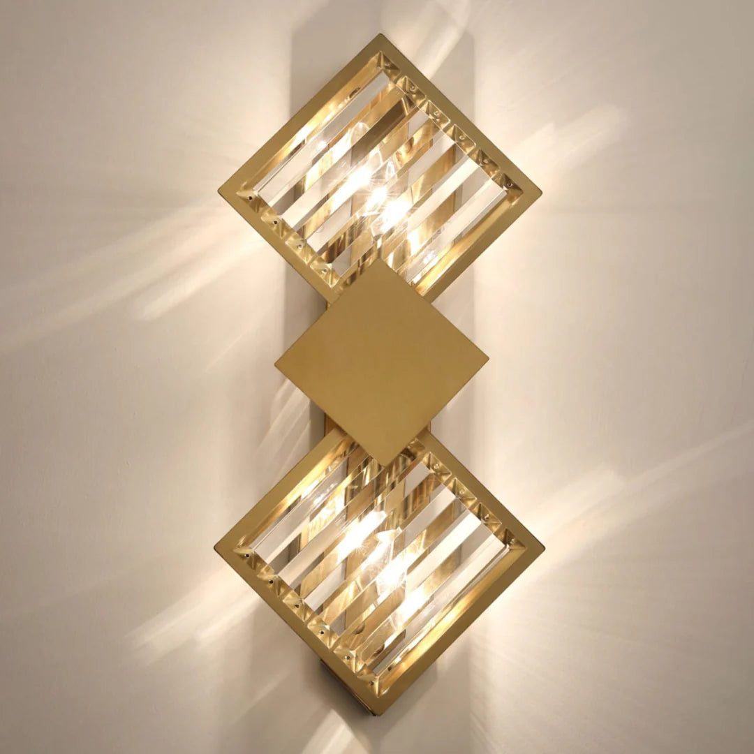 Rhombus Gold Crystal Wall Light - Nuvé