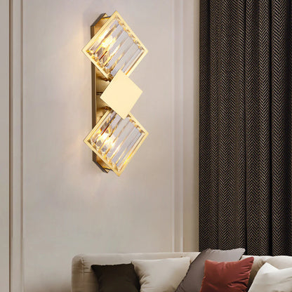 Rhombus Gold Crystal Wall Light - Nuvé