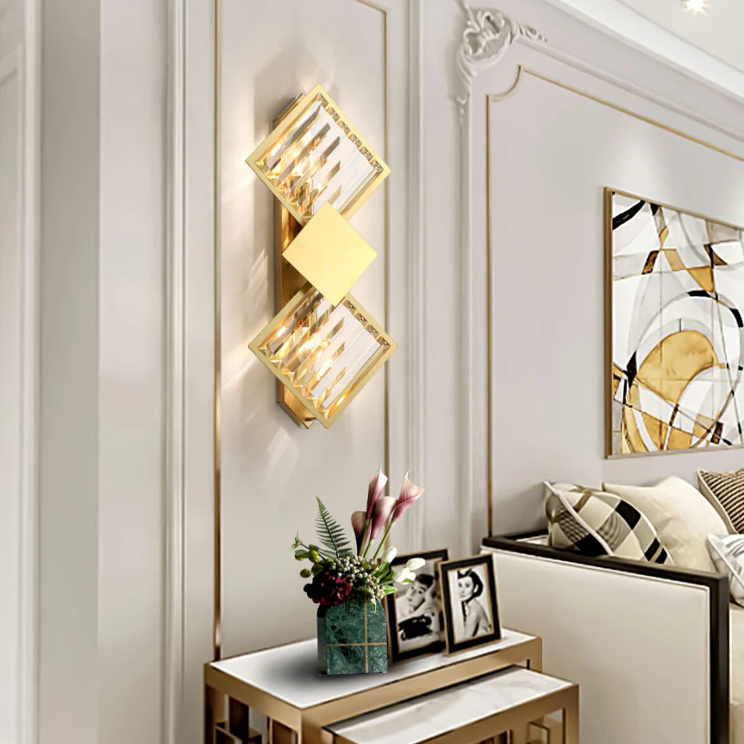 Rhombus Gold Crystal Wall Light - Nuvé