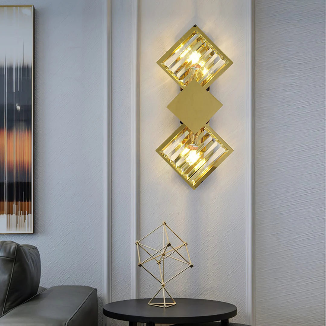 Rhombus Gold Crystal Wall Light - Nuvé
