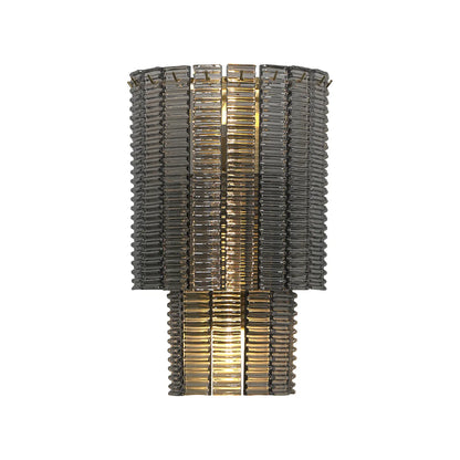 Ribbed Smoky Gray Glass Layered Wall Lamp