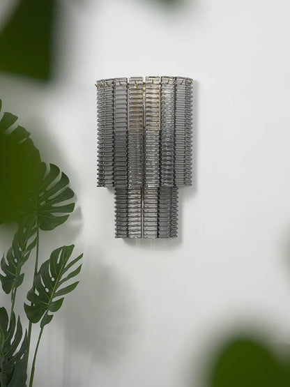 Ribbed Smoky Gray Glass Layered Wall Lamp