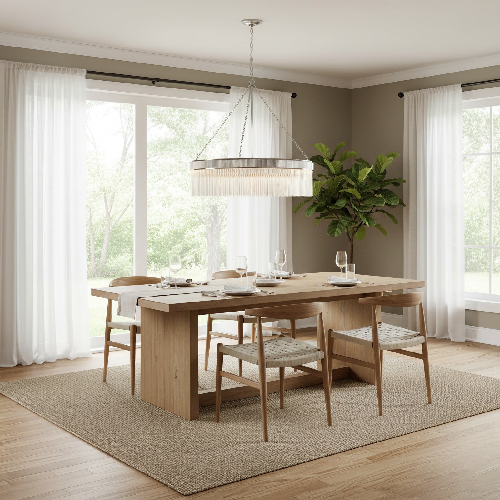 Ribbed Glass Ring Chandelier - Nuvé